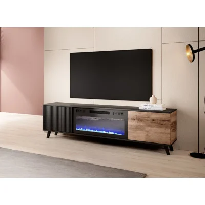 RANDOM RTV-K TV STAND WITH FIREPLACE 180 CM, WOTAN OAK / BLACK